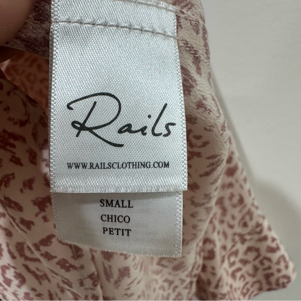 Rails colette blush cheetah long sleeve silk button down tie front pink small - Picture 8 of 9